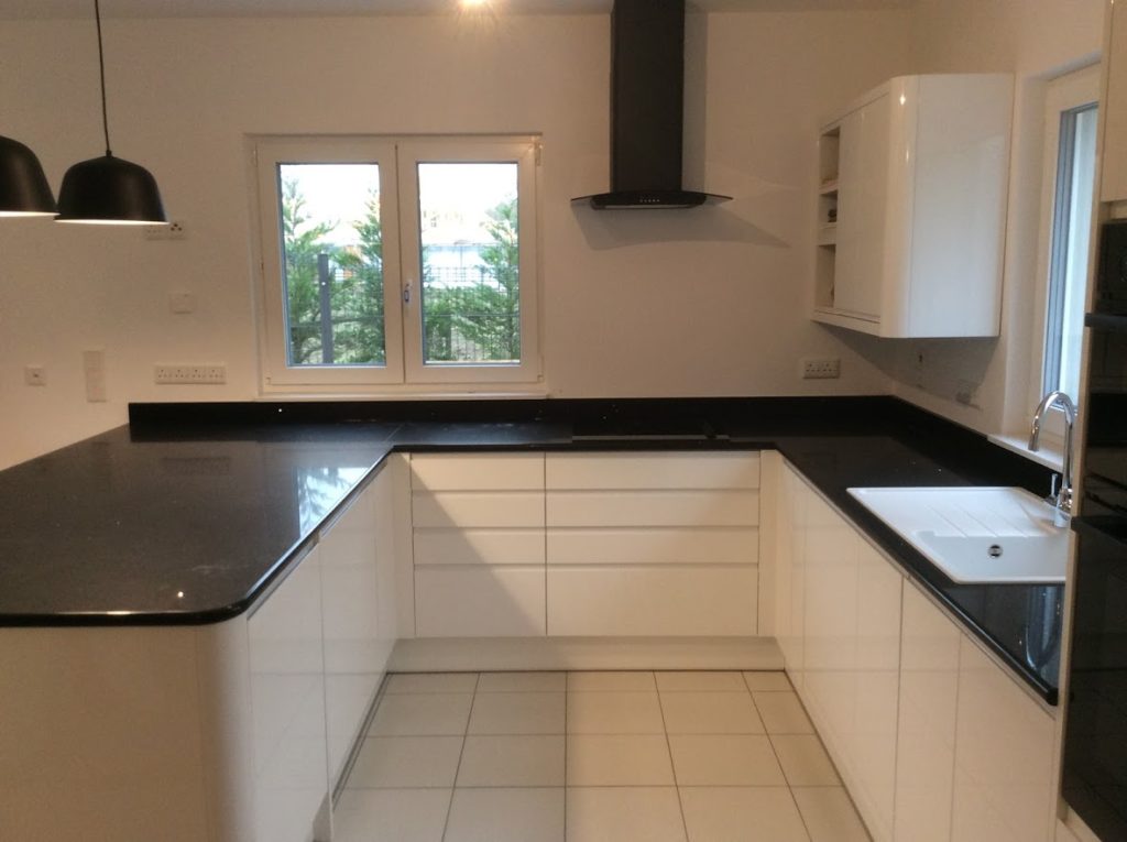 U shaped white kitchen