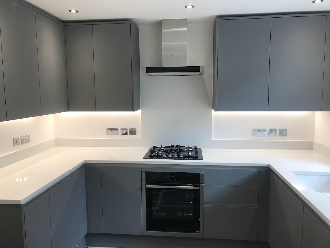 Completed installation of Grey handless kitchen
